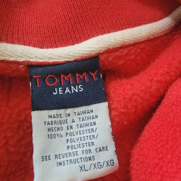 Vintage 90s Tommy Jeans Fleece Pullover 1/4 zip XL - Picture 5 of 7